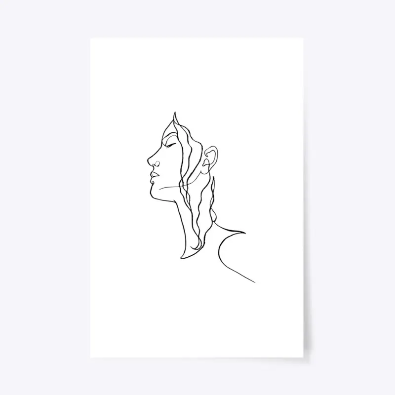 draw a female head with one line