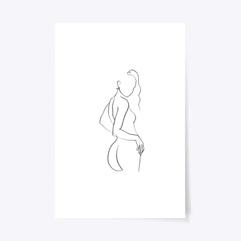 female back with line art